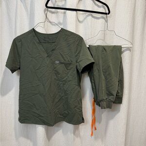 Kids Olive Green Shirt & Pants Set